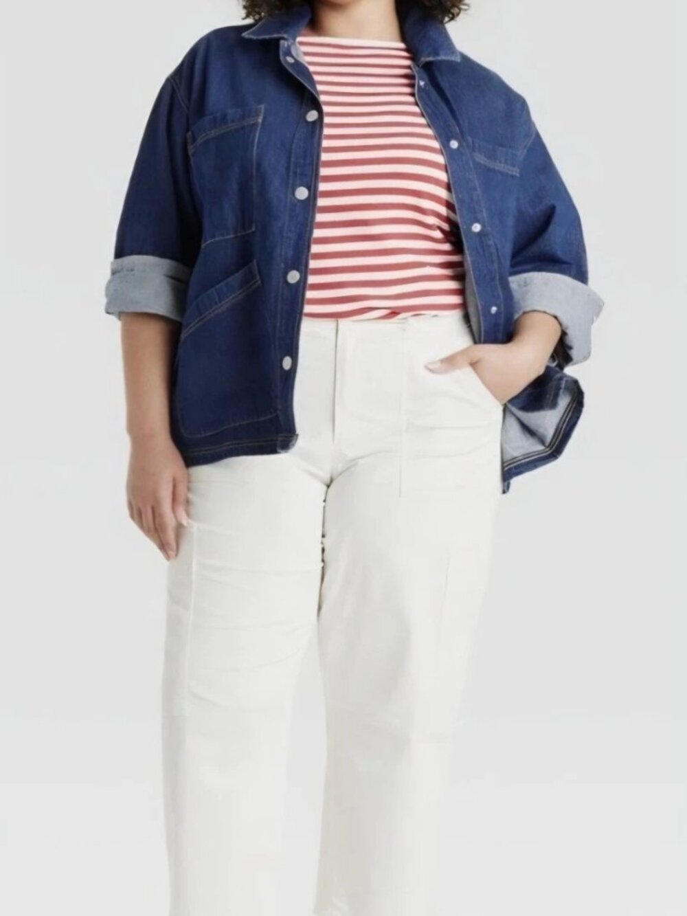 NWT Women's Universal Thread Size Large Denim Chore Coat